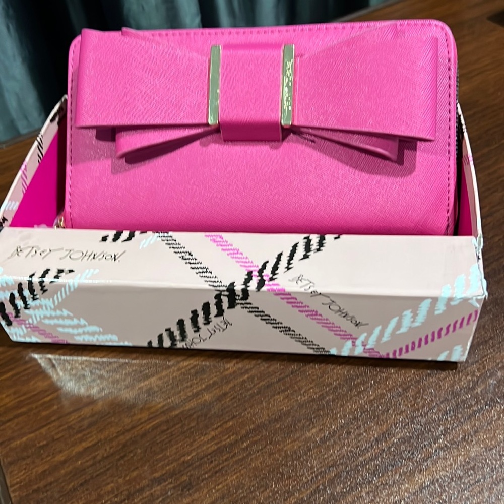 Pink Betsy’s Johnson wallet with bow detail